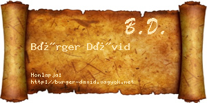 Bürger Dávid névjegykártya
