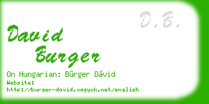 david burger business card