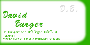 david burger business card